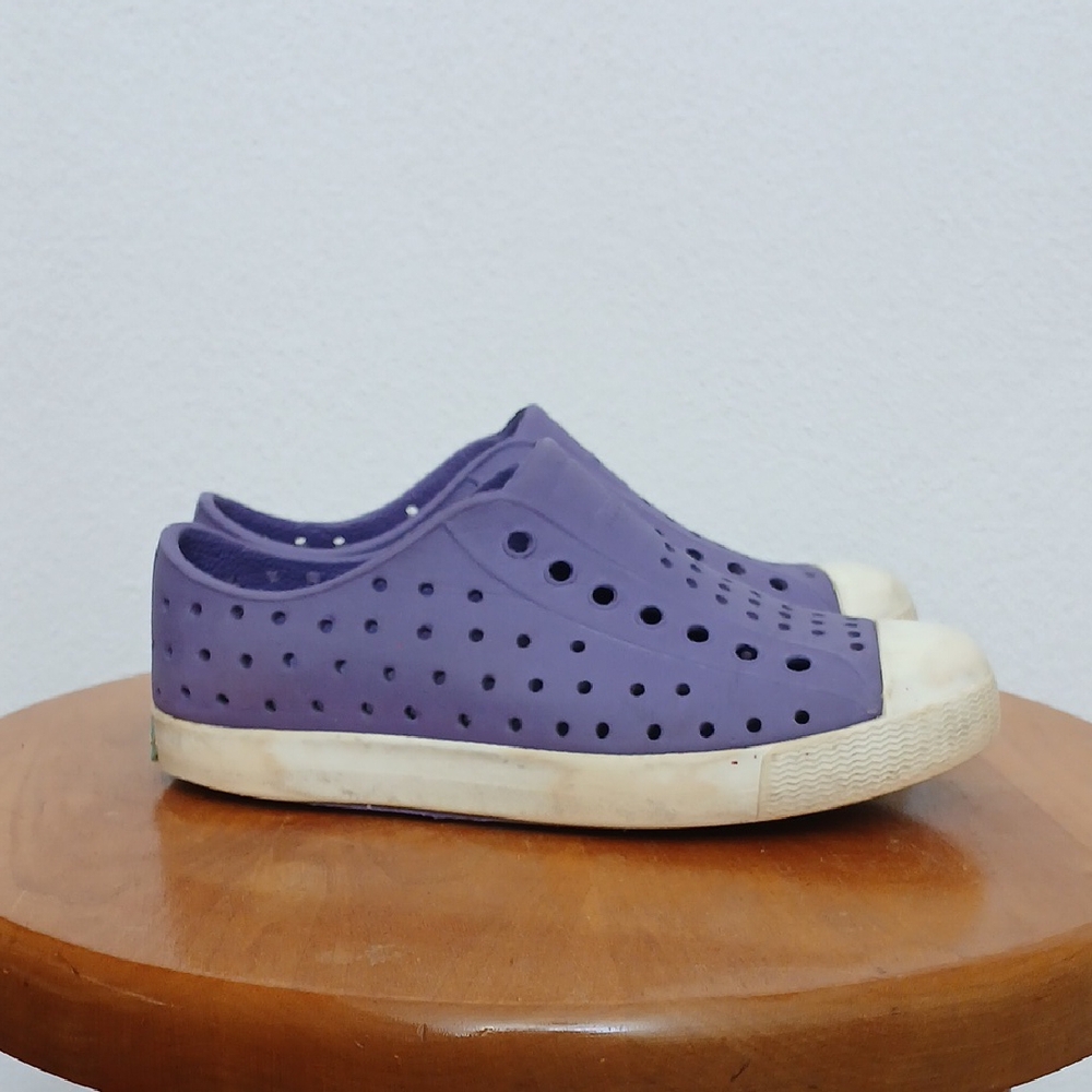 Kids Native Jefferson Perforated Purple Slip on Rubber Play Sneaker Size C13